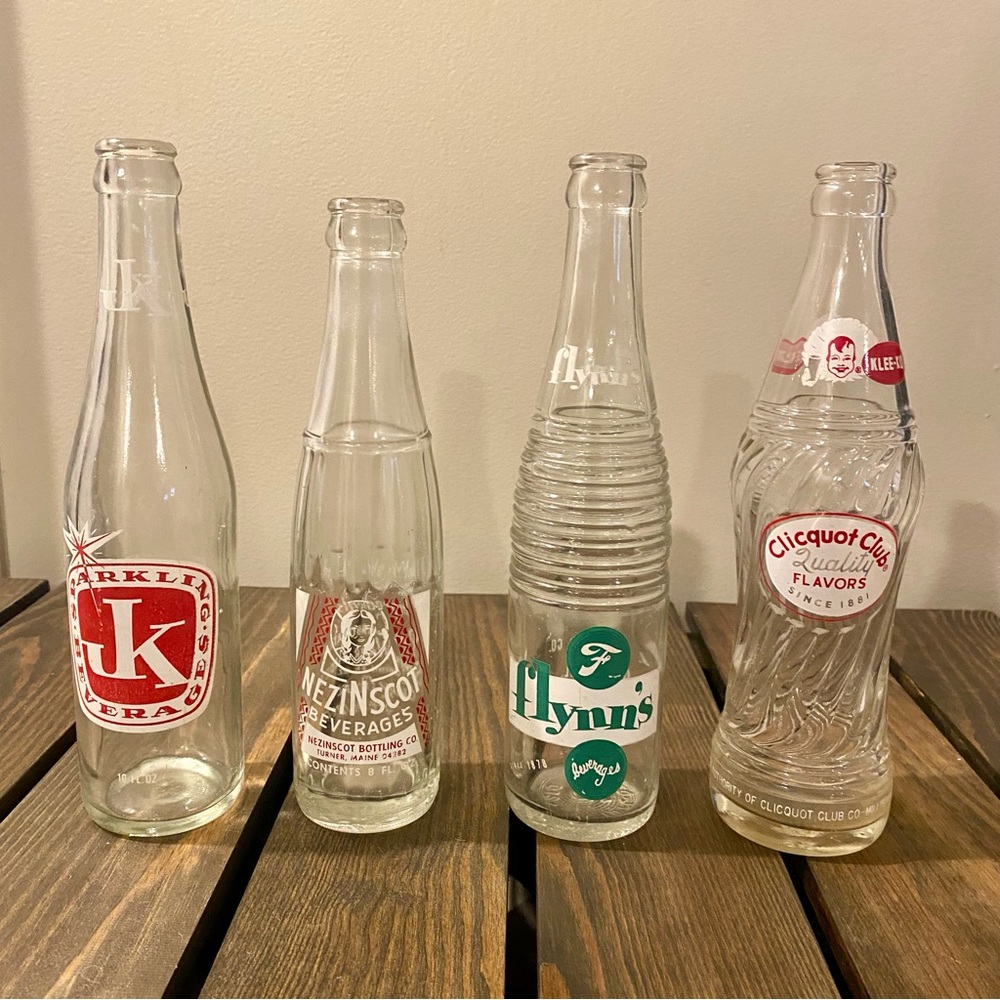 Vintage Glass Soda Bottles Set (set of four)